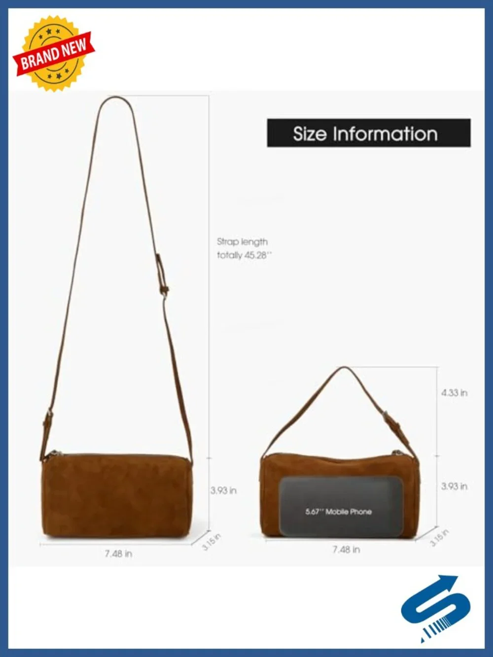 Premium Suede Leather Crossbody Hobo Bag with Adjustable Strap, Handmade